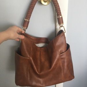 Brown, faux leather purse